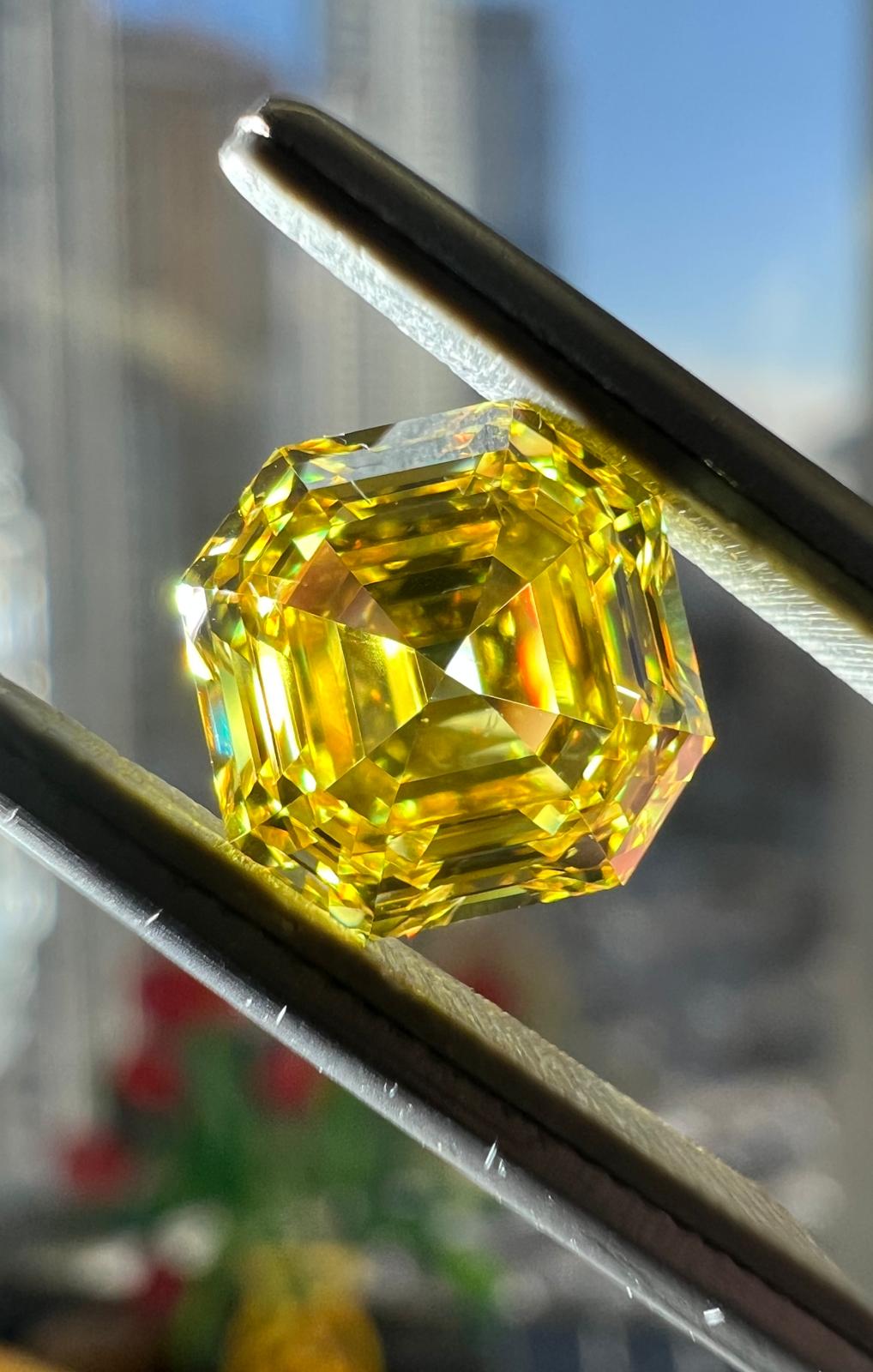2.01 Carat ASSCHER Shape YELLOW Color Diamond