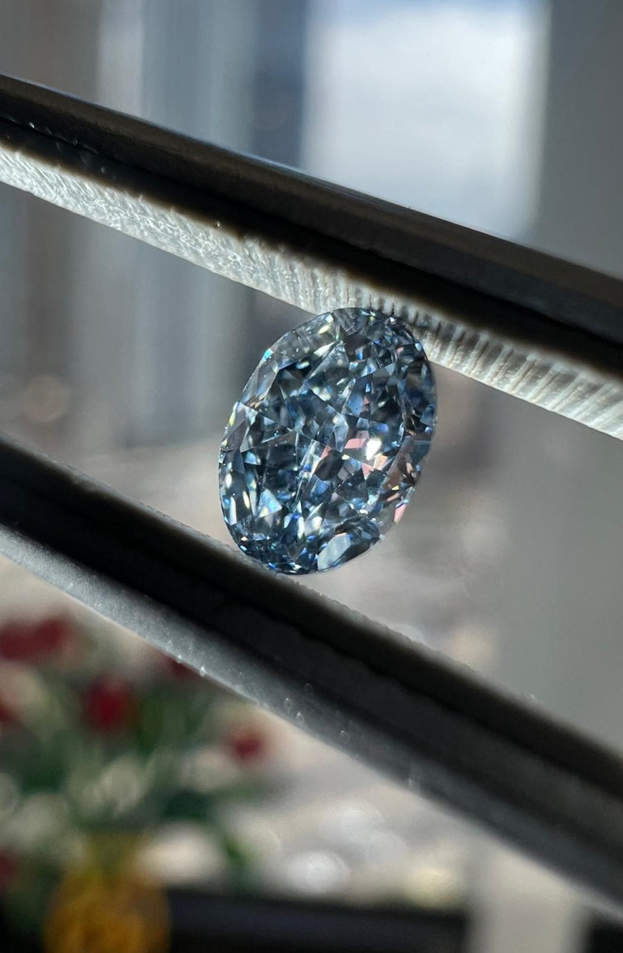 0.27 Carat OVAL Shape BLUE Color Diamond