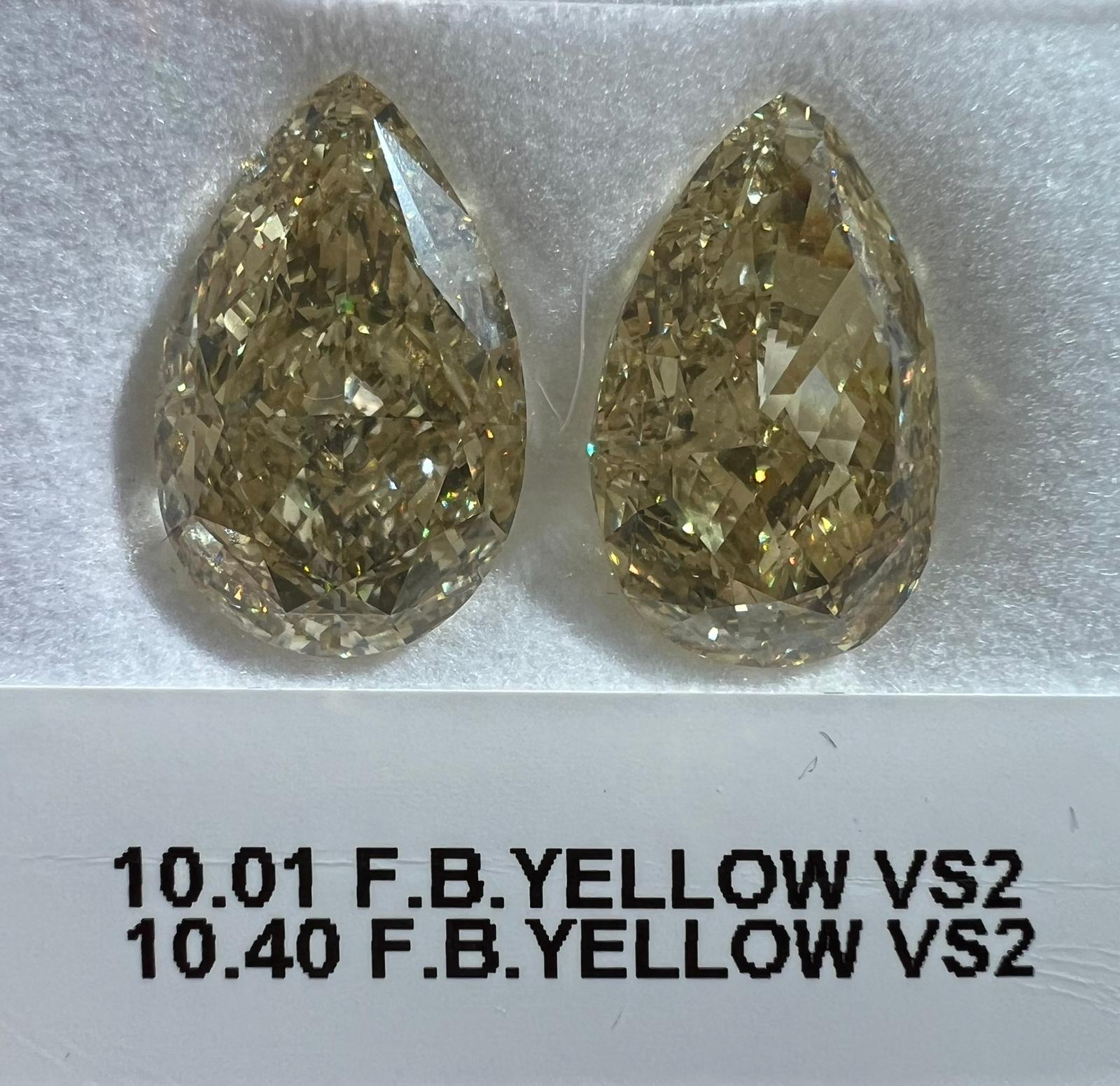 10.40 Carat PEAR Shape YELLOW Color Diamond