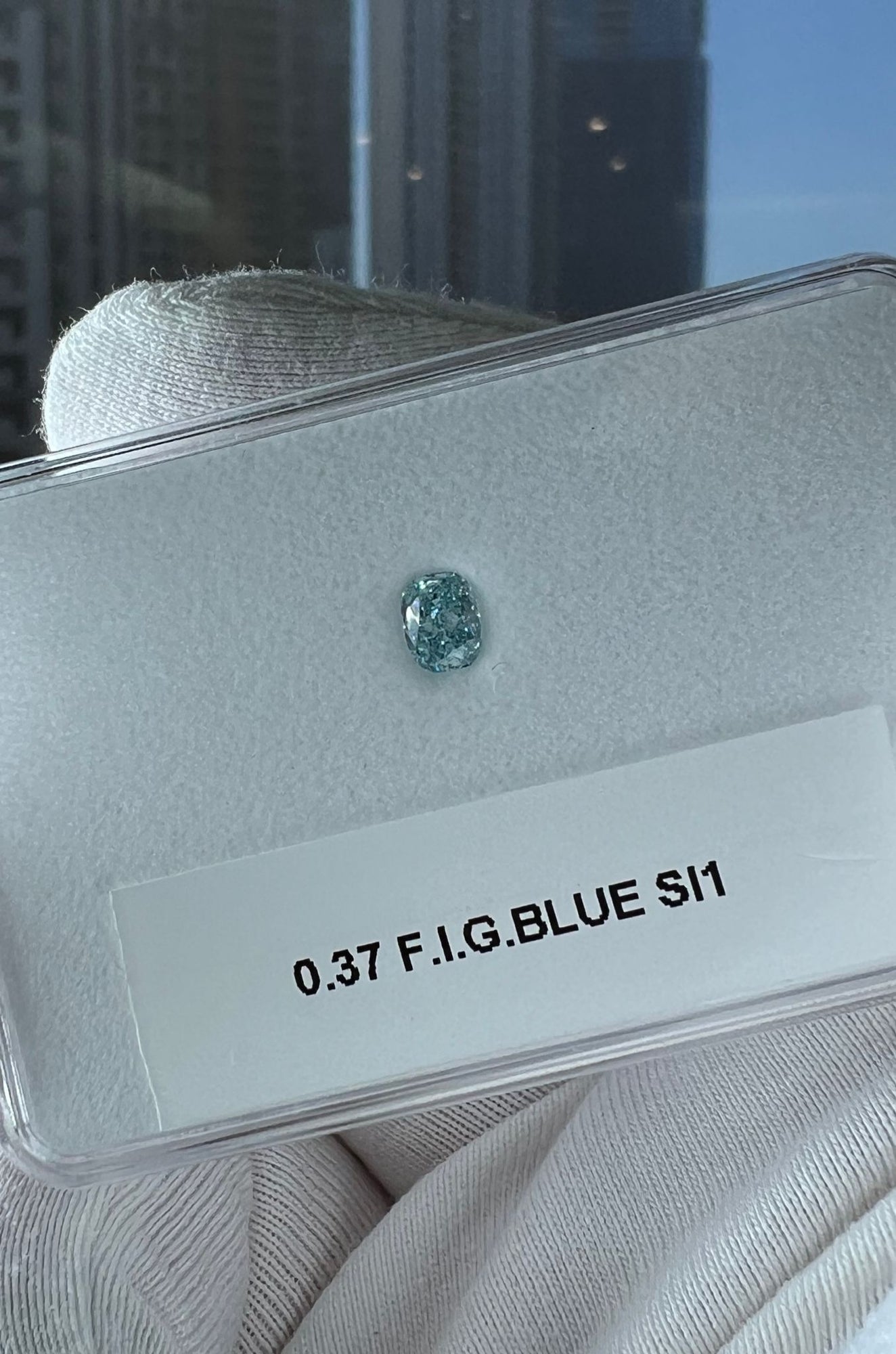 0.37 Carat CUSHION Shape BLUE Color Diamond