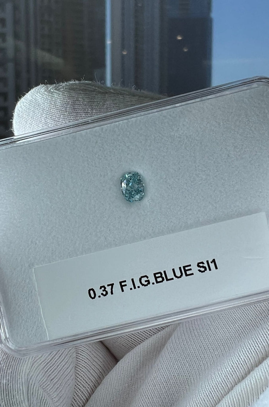 0.37 Carat CUSHION Shape BLUE Color Diamond