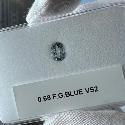 0.68 Carat OVAL Shape BLUE Color Diamond
