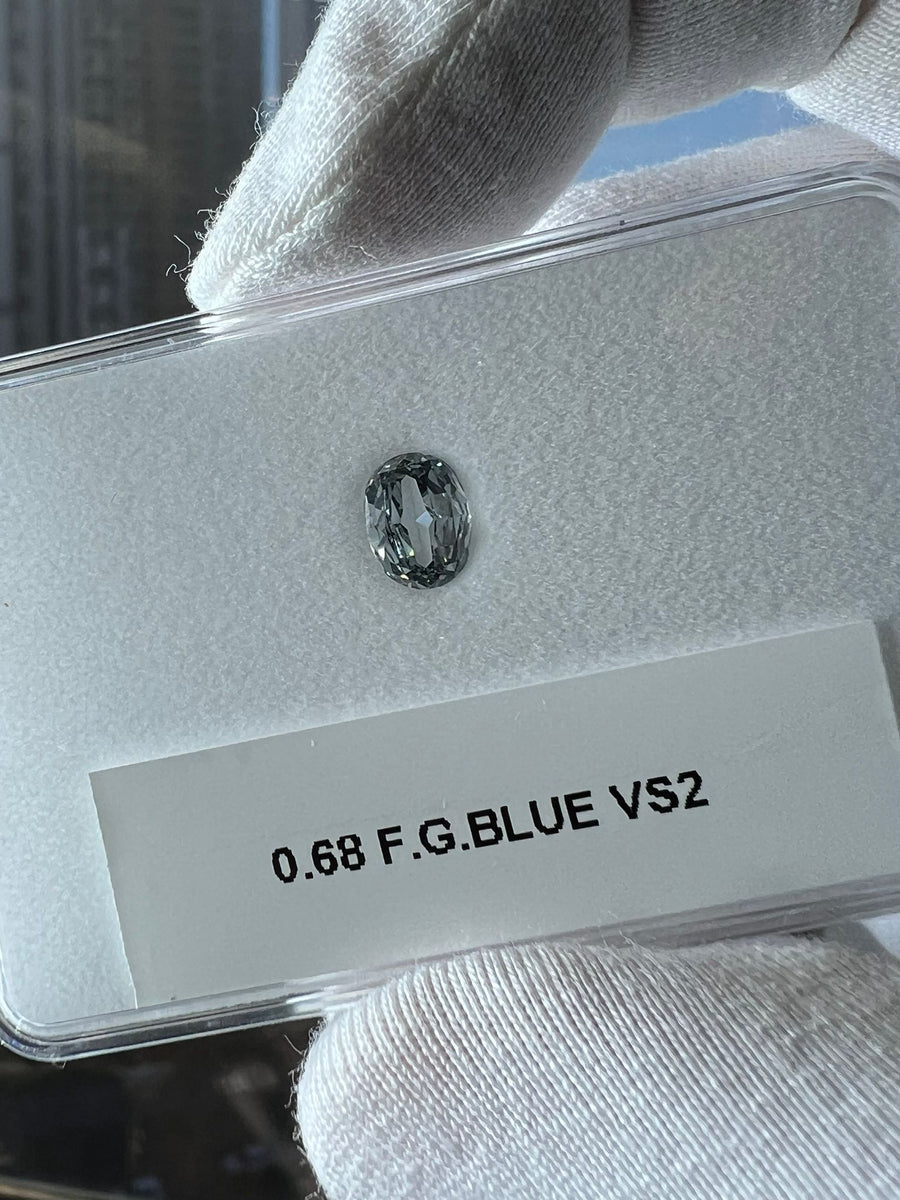0.68 Carat OVAL Shape BLUE Color Diamond
