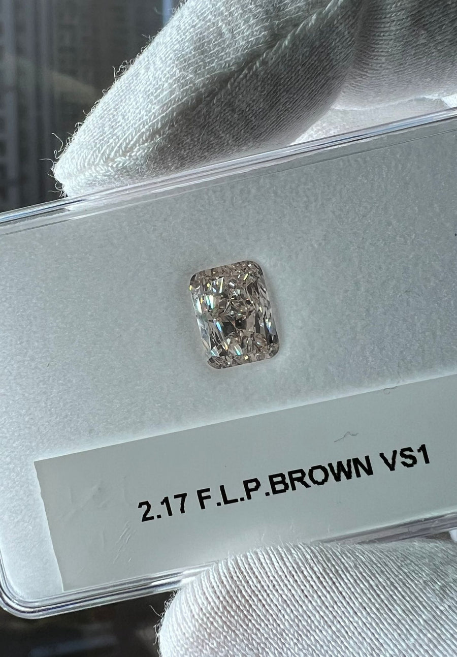 2.17 Carat CUSHION Shape FANCY LIGHT PINKISH BROWN Color Diamond