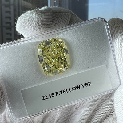 22.15 Carat CUSHION Shape YELLOW Color Diamond