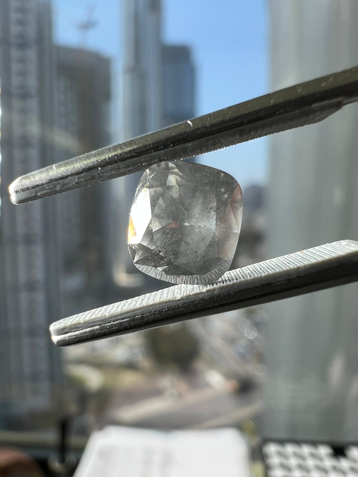 Bluish gray diamond, 1.30 carat, cushion shape, i1 clarity