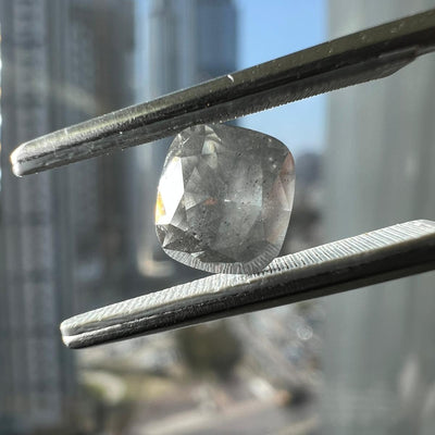 Bluish gray diamond, 1.30 carat, cushion shape, i1 clarity