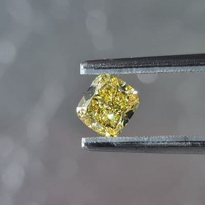 1.30 Carat CUSHION Shape YELLOW Color Diamond