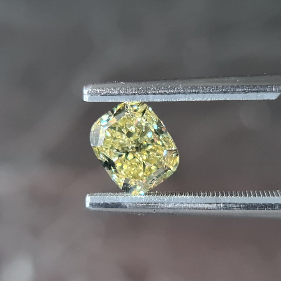 2.02 Carat CUSHION Shape Lemony YELLOW Color Diamond