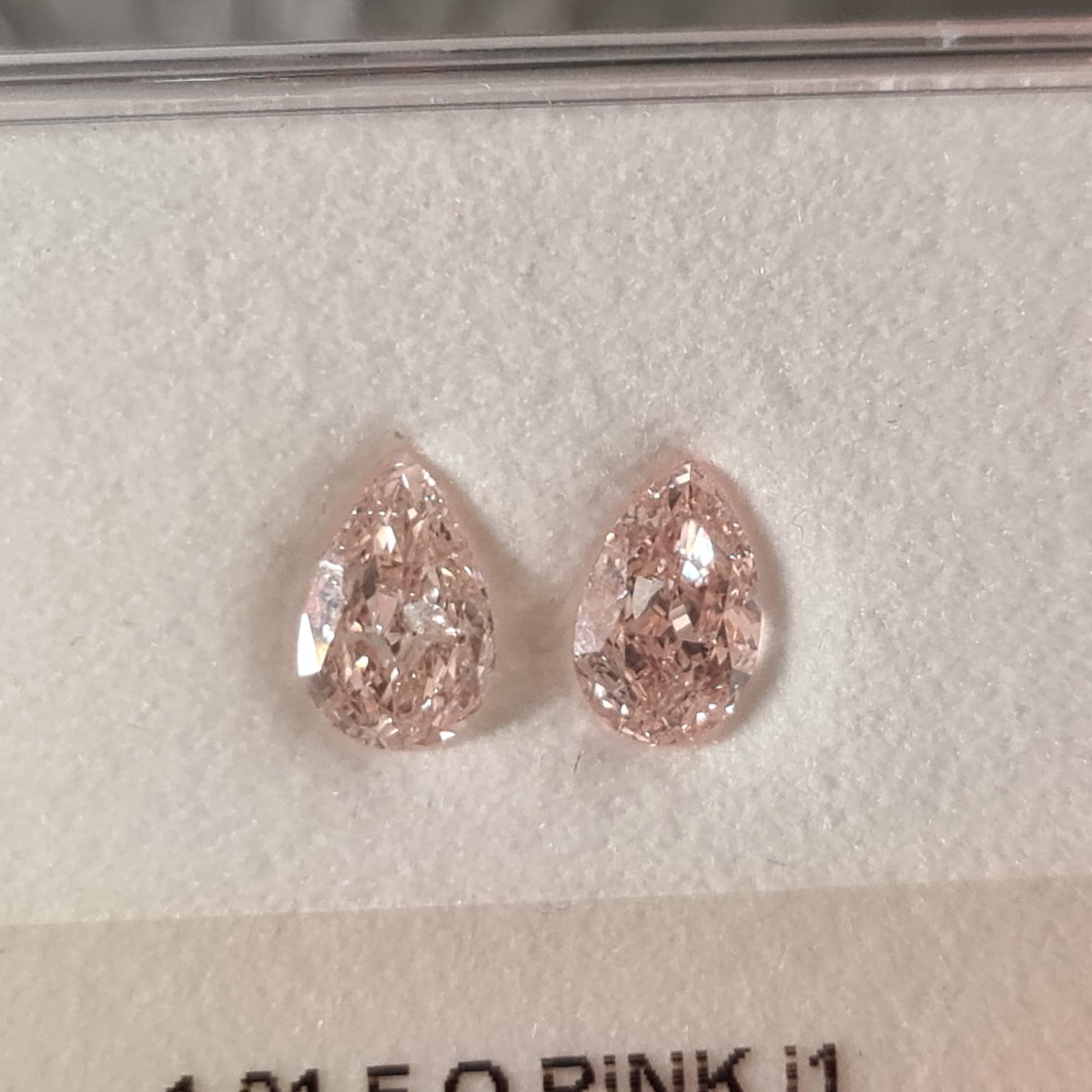 1.01 Carat Peachy Pear Shape Orangy PINK Color Diamond