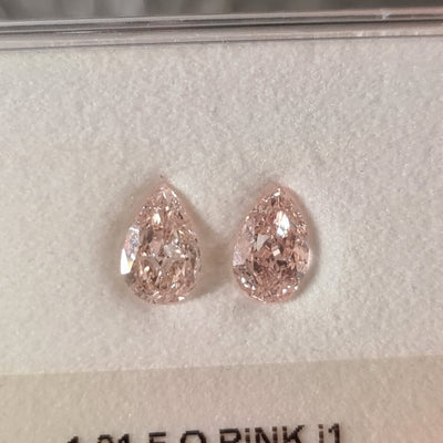 1.01 Carat Peachy Pear Shape Orangy PINK Color Diamond