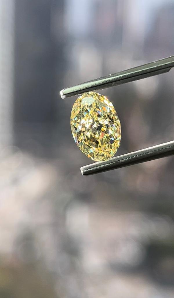3.01 Carat OVAL Shape YELLOW Color Diamond