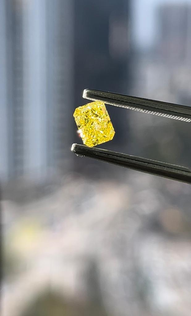 1.03 Carat RADIANT Shape YELLOW Color Diamond