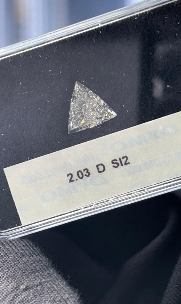 2.03 Carat TRIANGLE Shape D Color Diamond