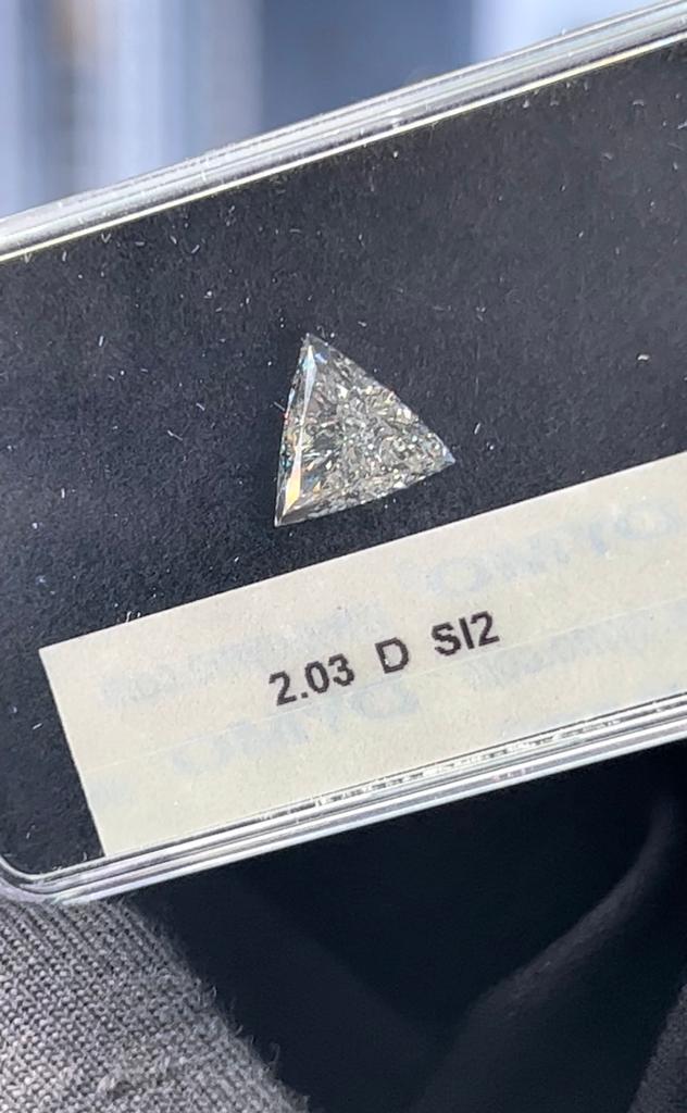 2.03 Carat TRIANGLE Shape L Color Diamond