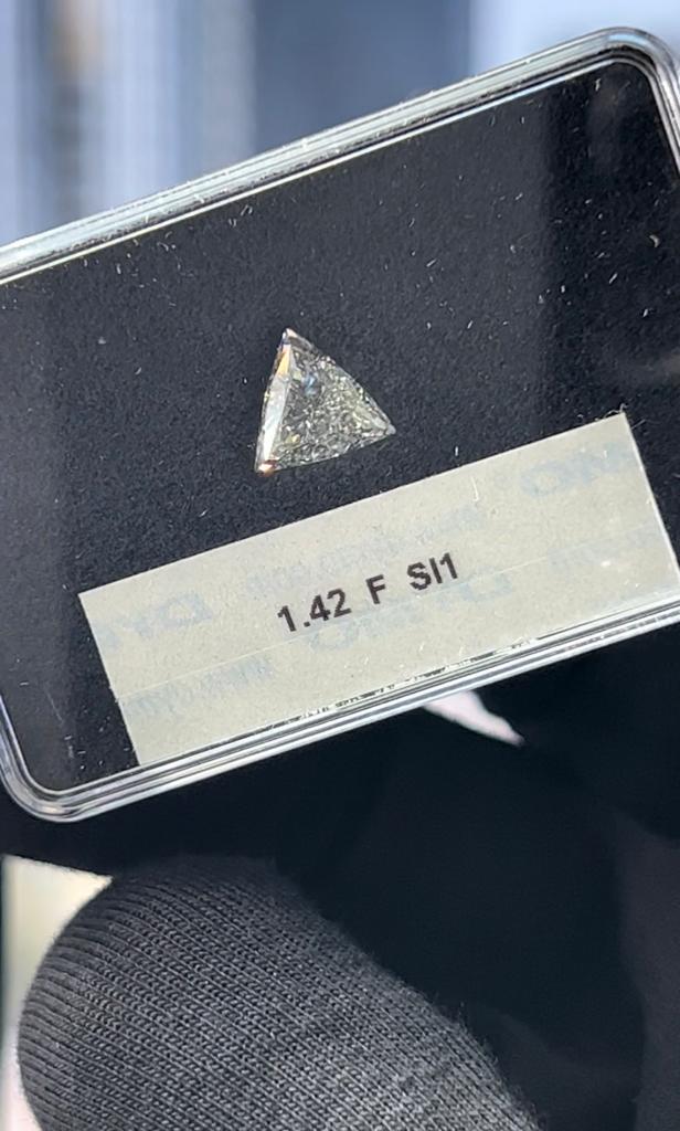 1.42 Carat TRIANGLE Shape F Color Diamond