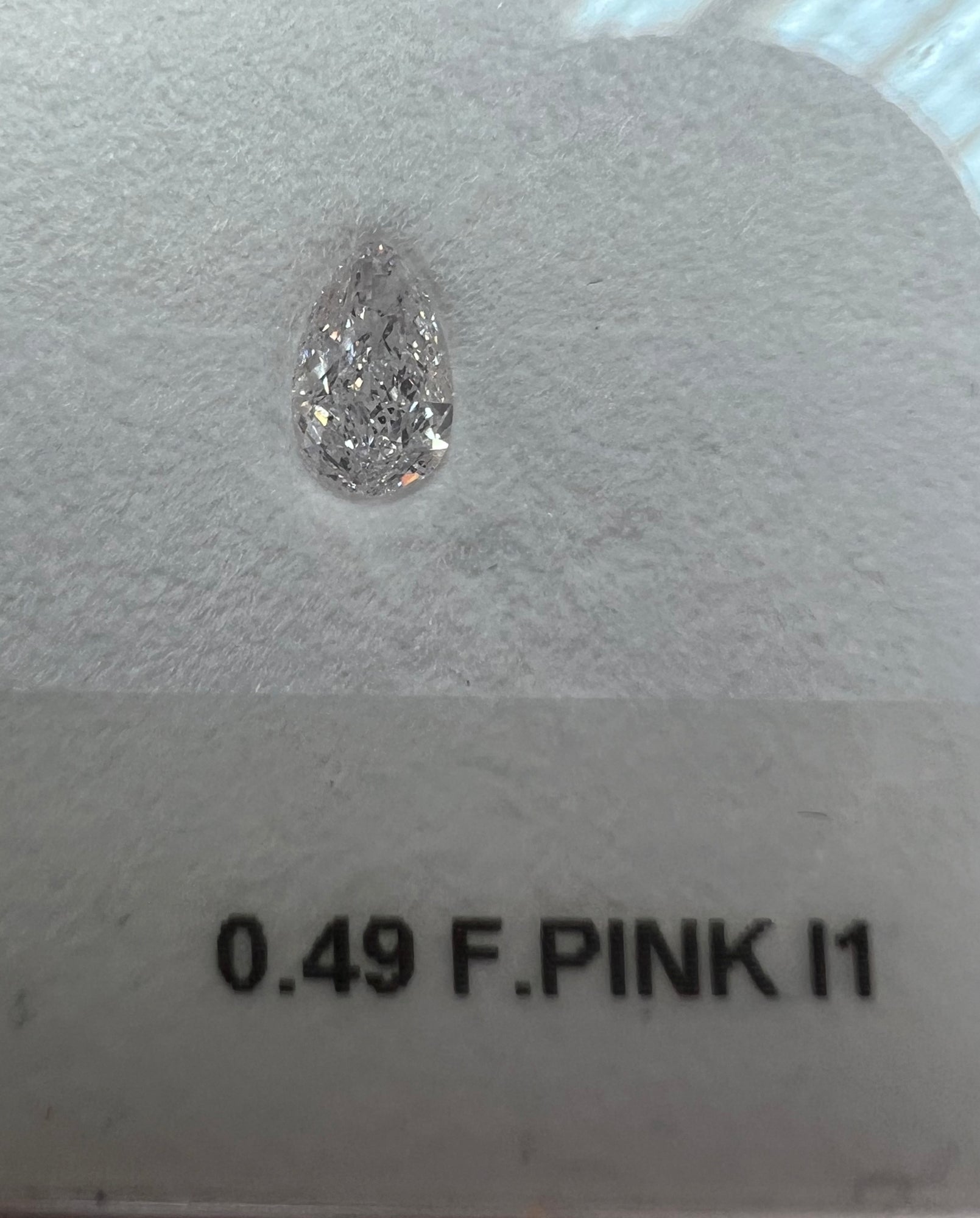 0.49 Carat PEAR Shape PINK Color Diamond