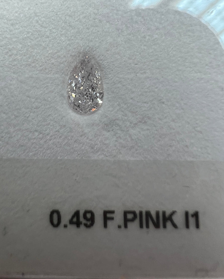 0.49 Carat PEAR Shape PINK Color Diamond