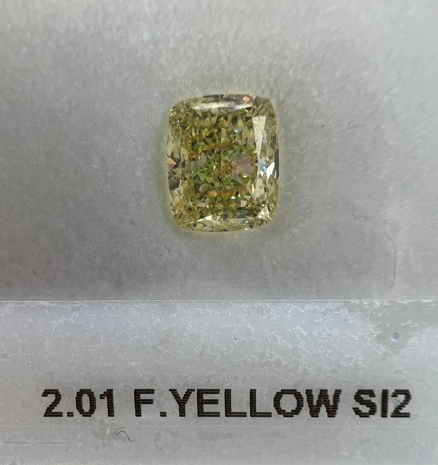 2.01 Carat CUSHION Shape YELLOW Color Diamond