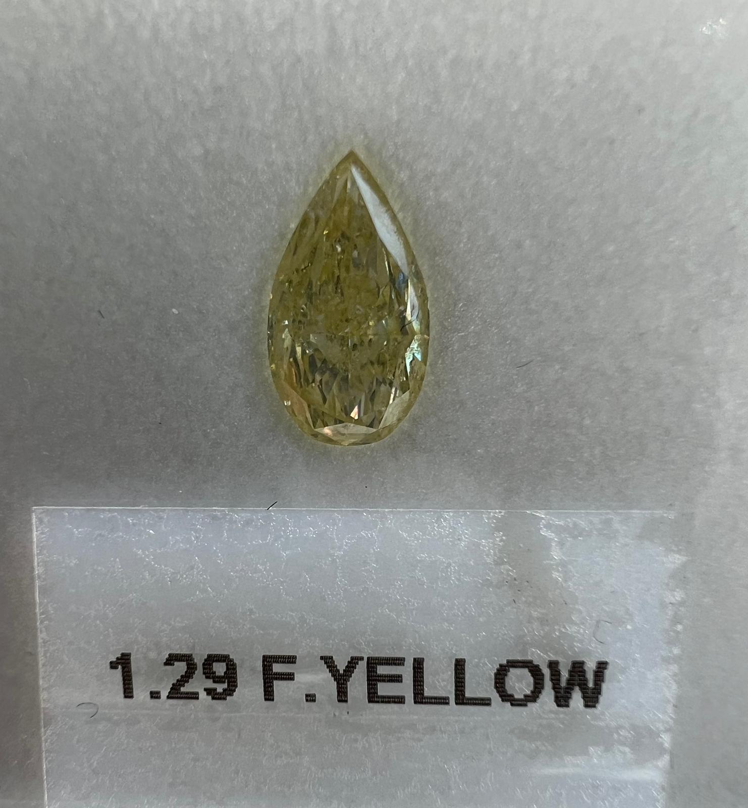 1.29 Carat PEAR Shape YELLOW Color Diamond