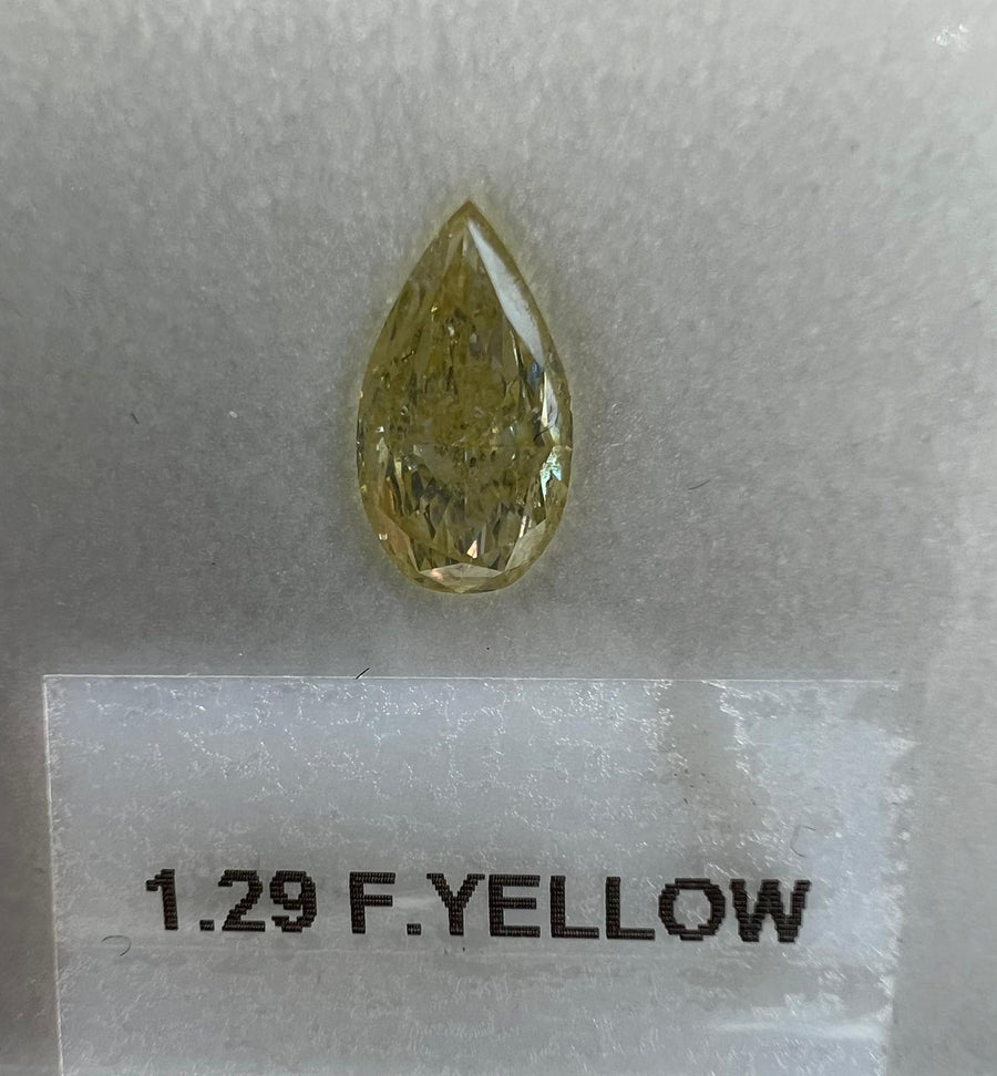 1.29 Carat PEAR Shape YELLOW Color Diamond