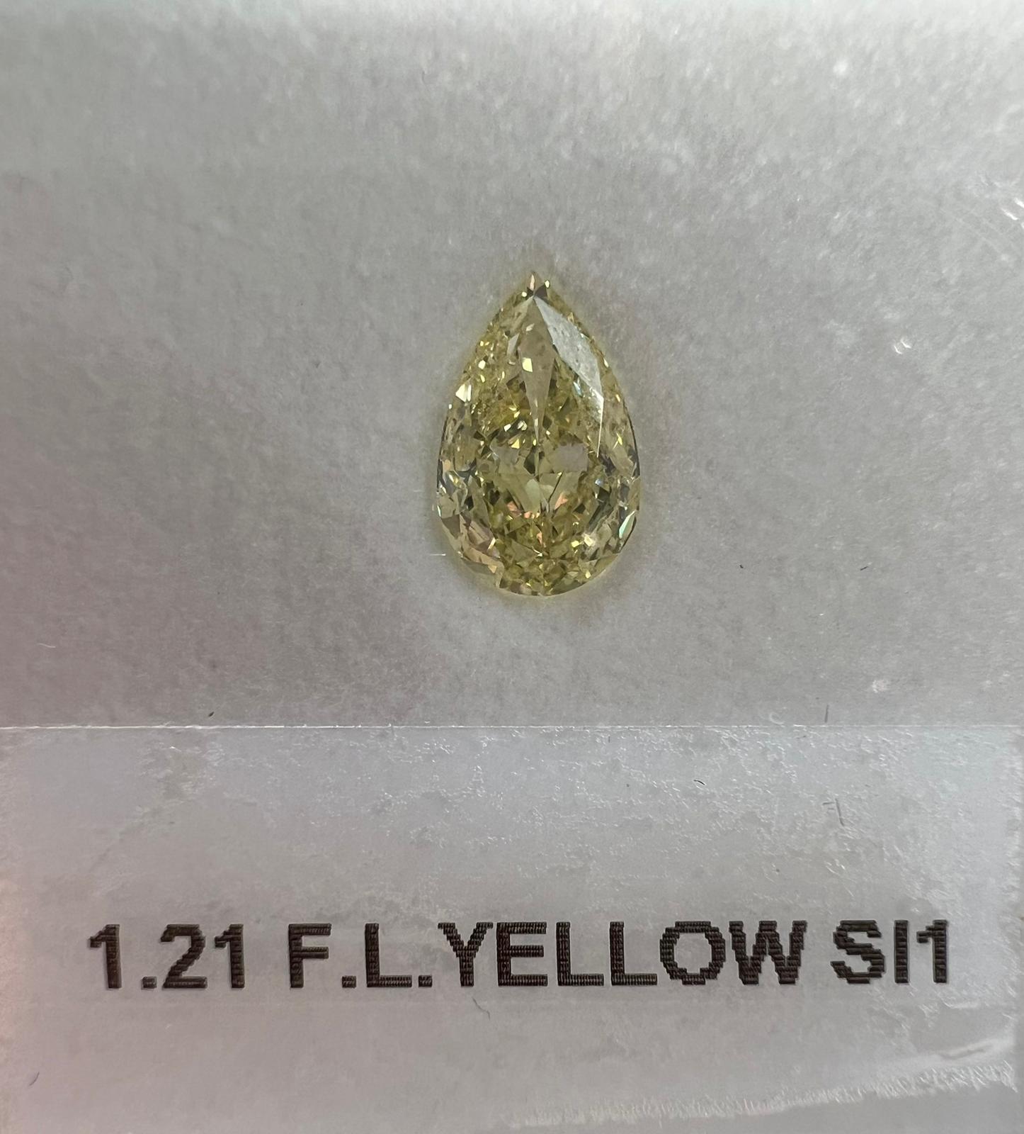 1.21 Carat PEAR Shape LY Color Diamond - VMK Diamonds