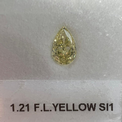 1.21 Carat PEAR Shape LY Color Diamond