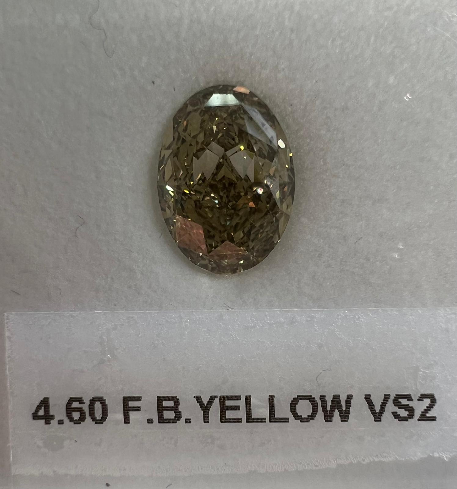 4.60 Carat OVAL Shape BROWN YELLOW Color Diamond