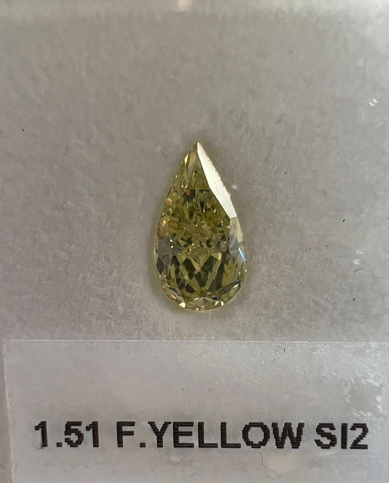 1.51 Carat PEAR Shape YELLOW Color Diamond
