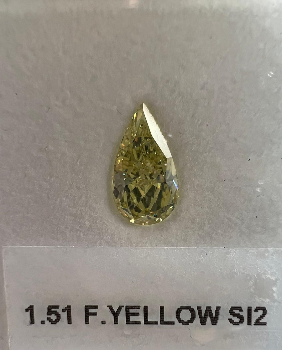 1.51 Carat PEAR Shape YELLOW Color Diamond