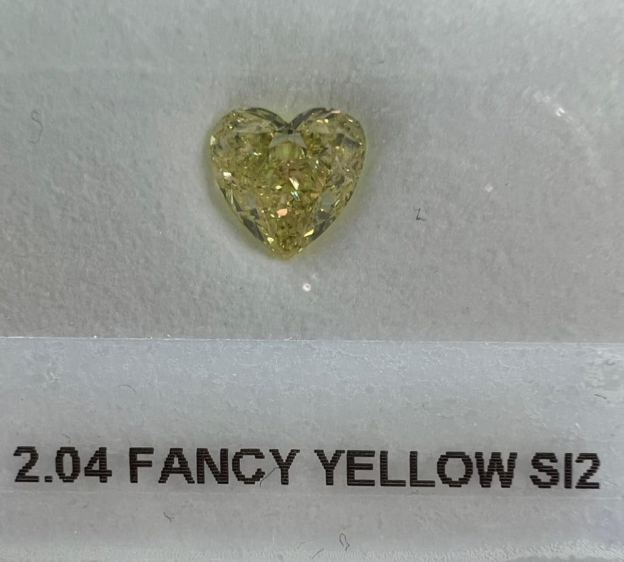 2.04 Carat HEART Shape YELLOW Color Diamond