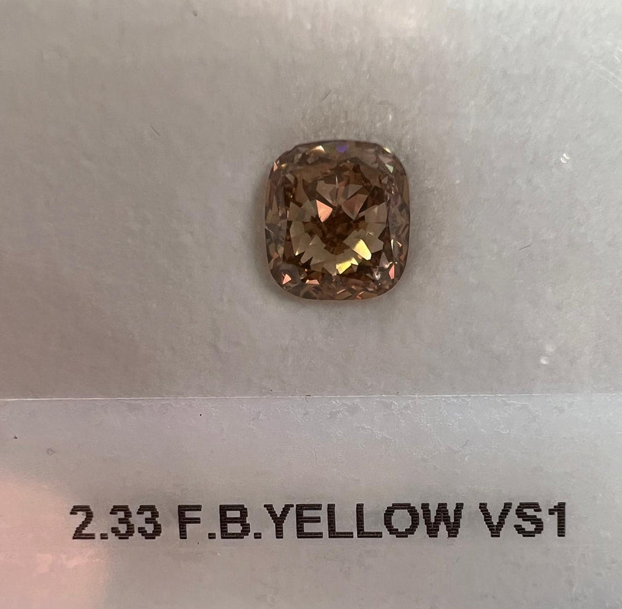 2.33 Carat CUSHION Shape BROWN YELLOW Color Diamond
