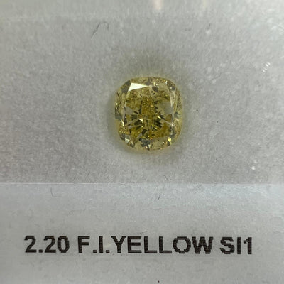 2.20 Carat CUSHION Shape YELLOW Color Diamond