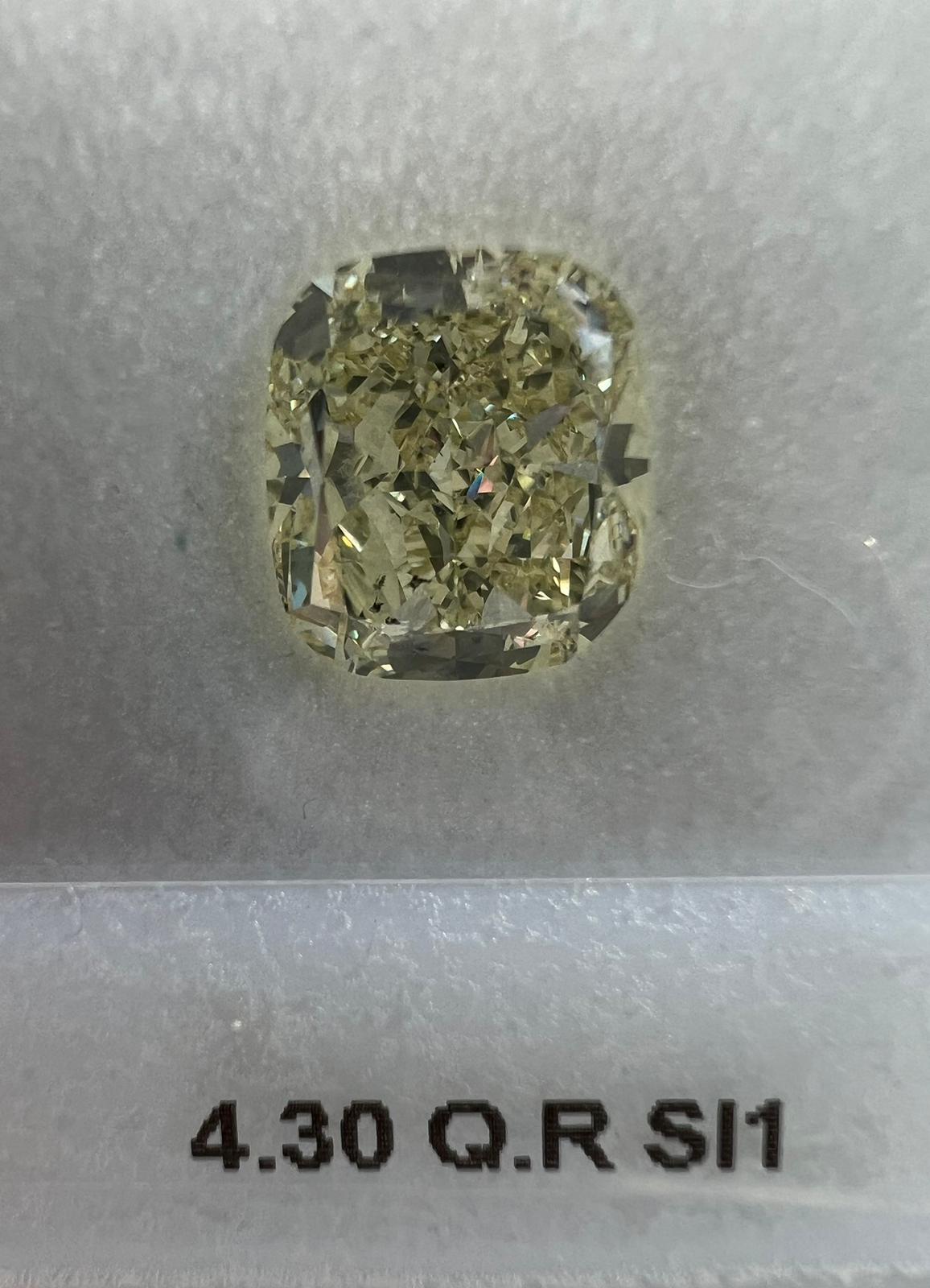 4.30 Carat CUSHION Shape QR Color Diamond - VMK Diamonds