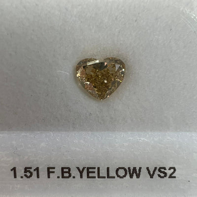 1.51 Carat HEART Shape BROWNISH YELLOW Color Diamond