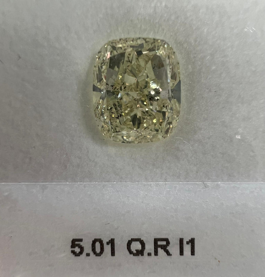 5.01 Carat CUSHION Shape QR Color Diamond