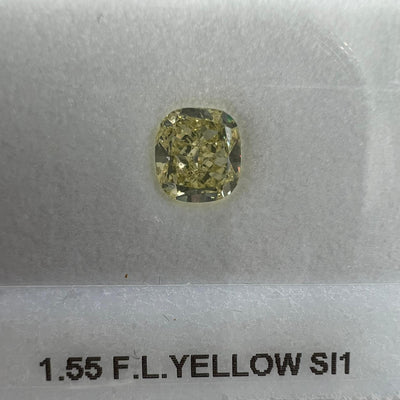 1.55 Carat CUSHION Shape YELLOW Color Diamond