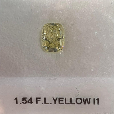 1.54 Carat CUSHION Shape YELLOW Color Diamond