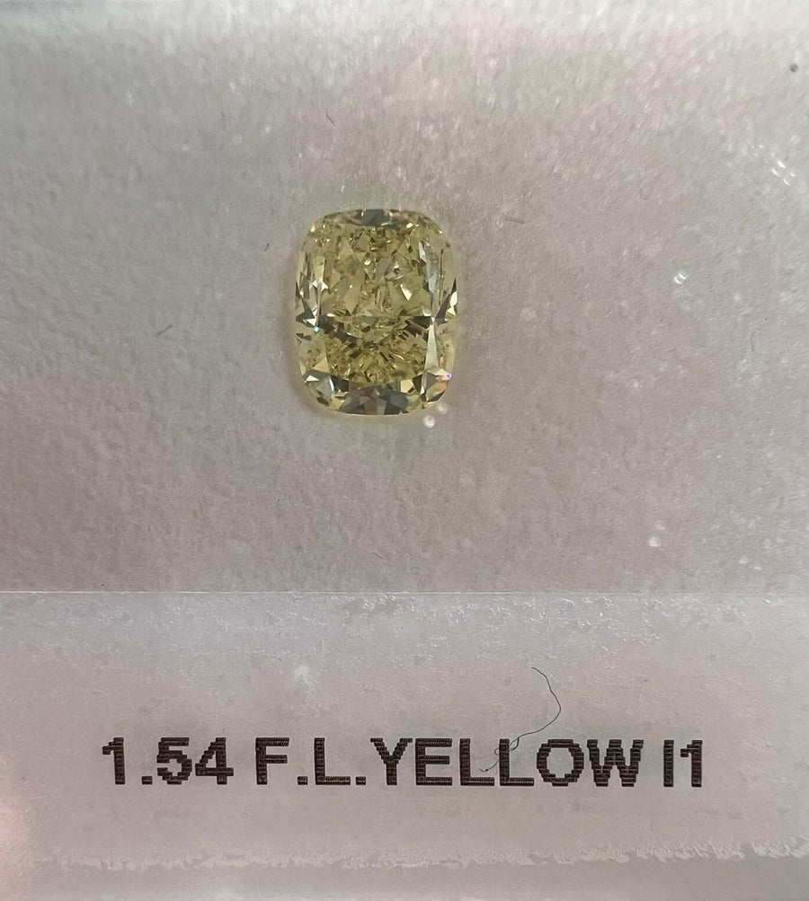 1.54 Carat CUSHION Shape YELLOW Color Diamond