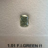 GREEN Diamond, 1.01 Carat, RADIANT Shape, I1 Clarity
