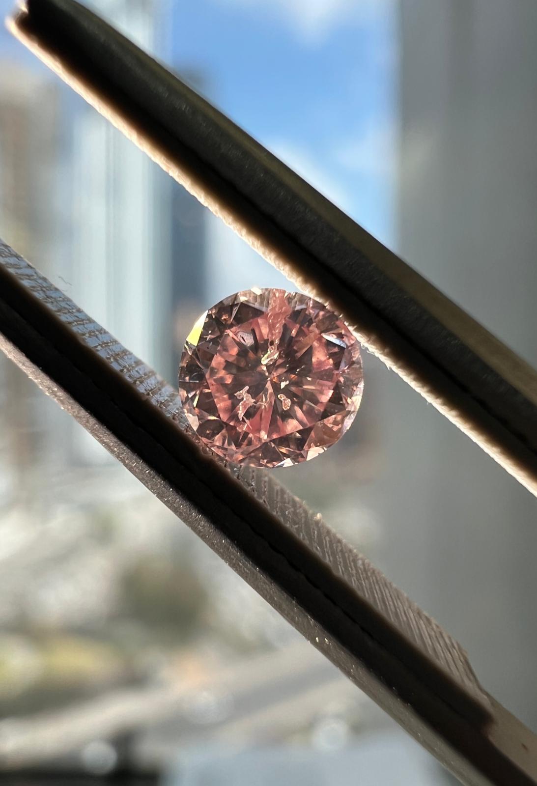 PINK Diamond, 0.34 Carat, ROUND Shape, I2 Clarity