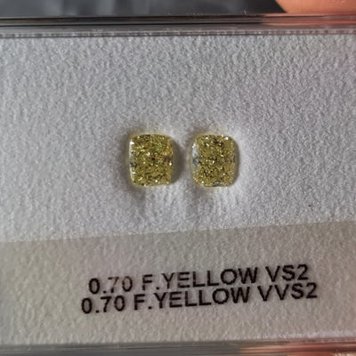 0.70 Carat CUSHION Shape Lemony YELLOW Color Diamond
