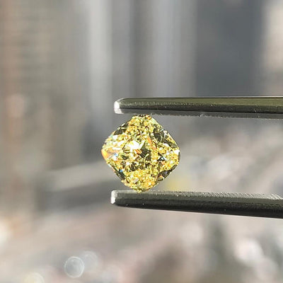 1.63 Carat CUSHION Shape YELLOW Color Diamond