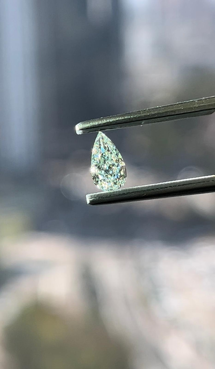 0.62 Carat PEAR Shape GREEN Color Diamond