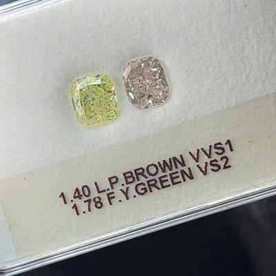 GREEN Diamond, 1.78 Carat, CUSHION Shape, VS2 Clarity