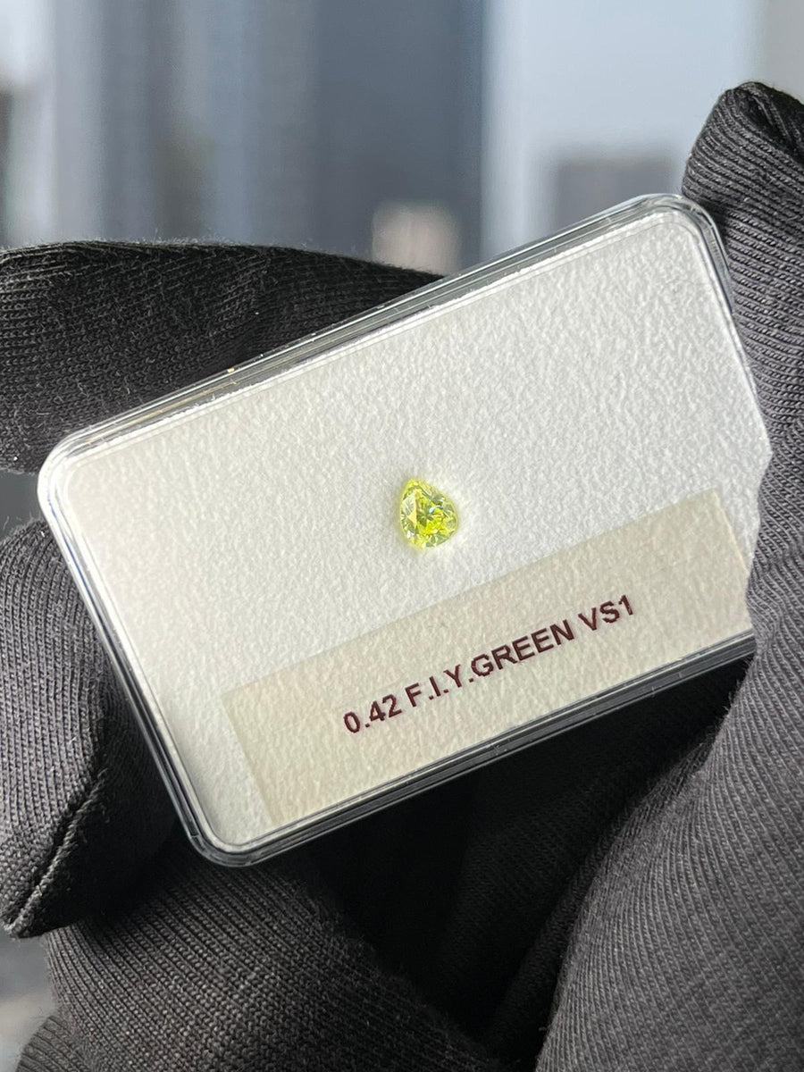 0.42 Carat PEAR Shape GREEN Color Diamond