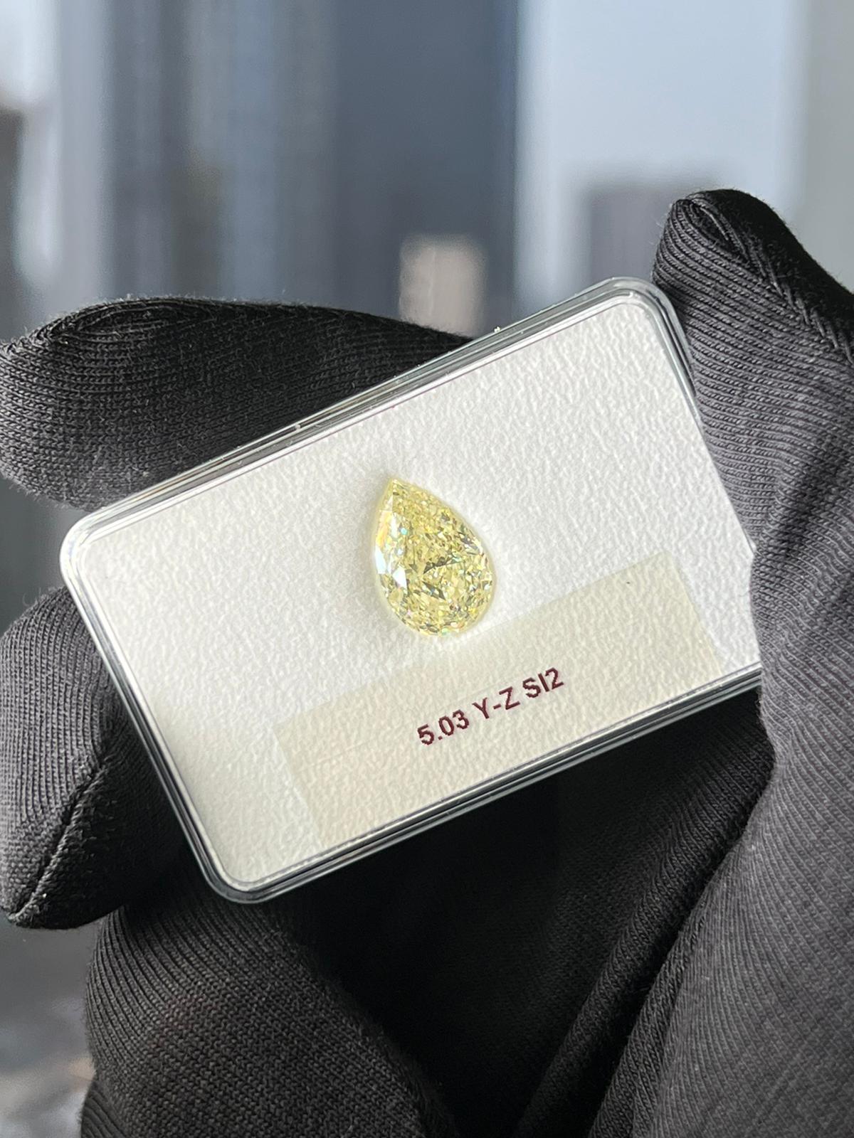 5.03 Carat PEAR Shape Y-Z Color Diamond
