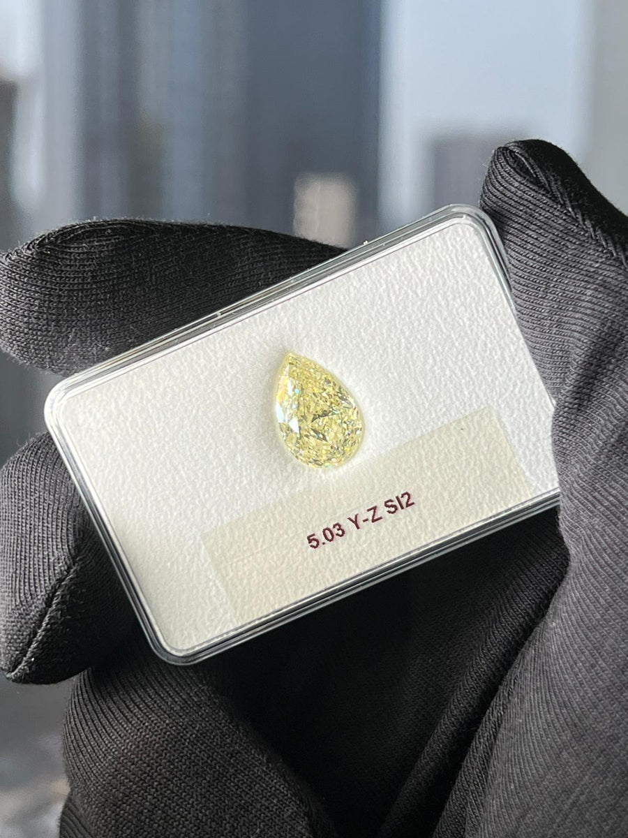 5.03 Carat PEAR Shape Y-Z Color Diamond