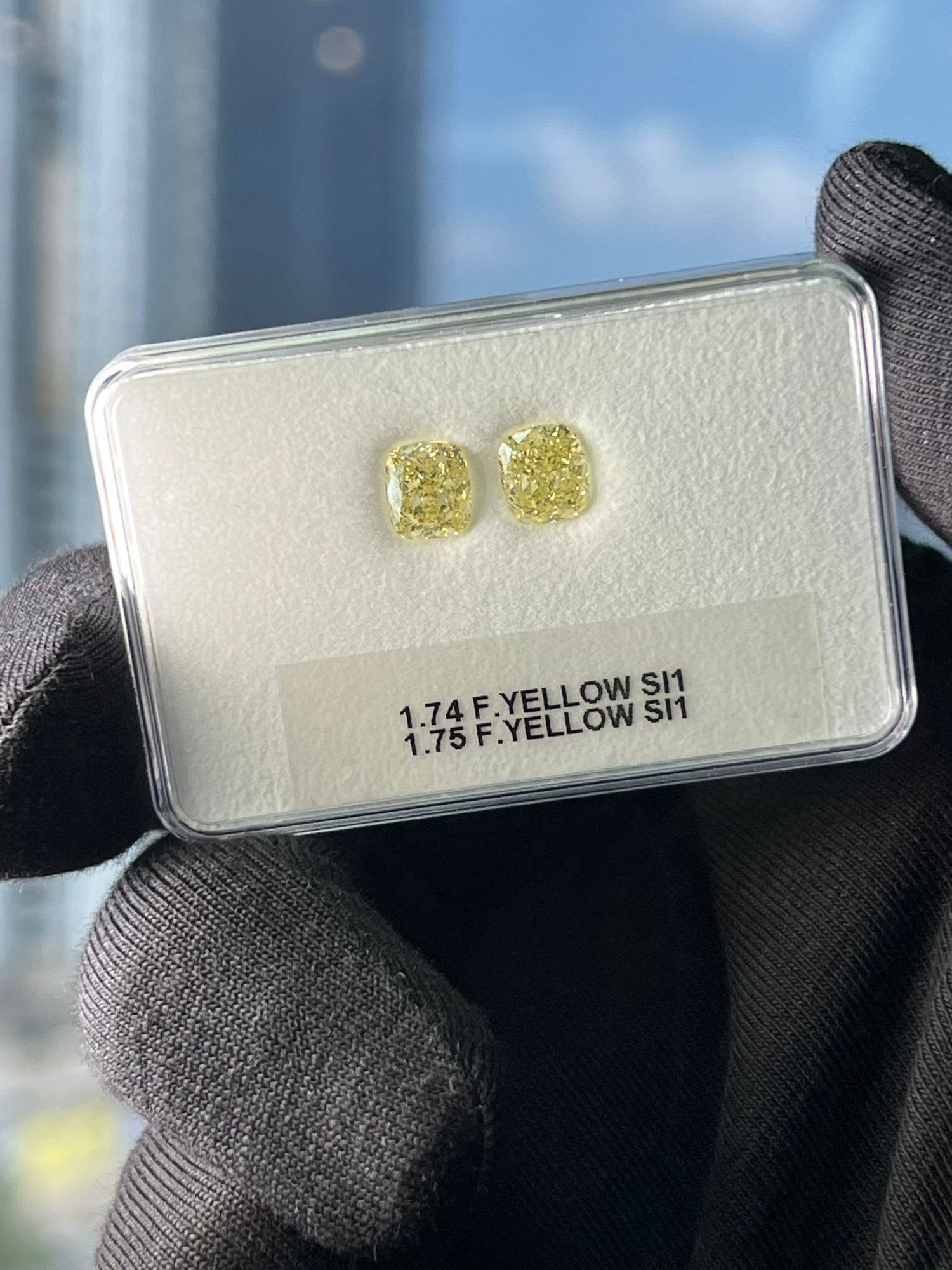 1.74 Carat CUSHION Shape YELLOW Color Diamond