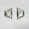 J Color diamonds, 1.06 & 0.91 carats, trapeze shape, both SI1 clarity